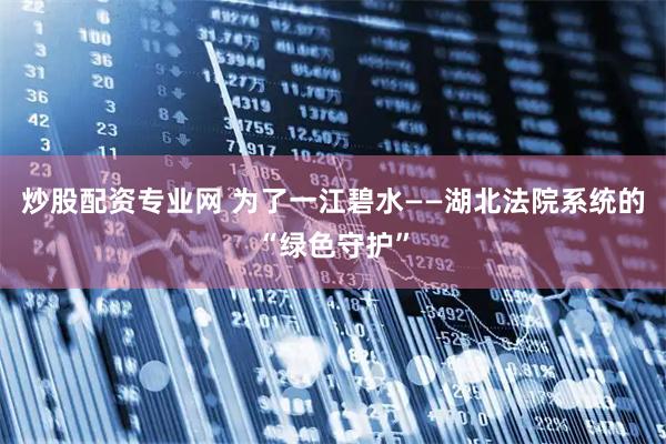 炒股配资专业网 为了一江碧水——湖北法院系统的“绿色守护”